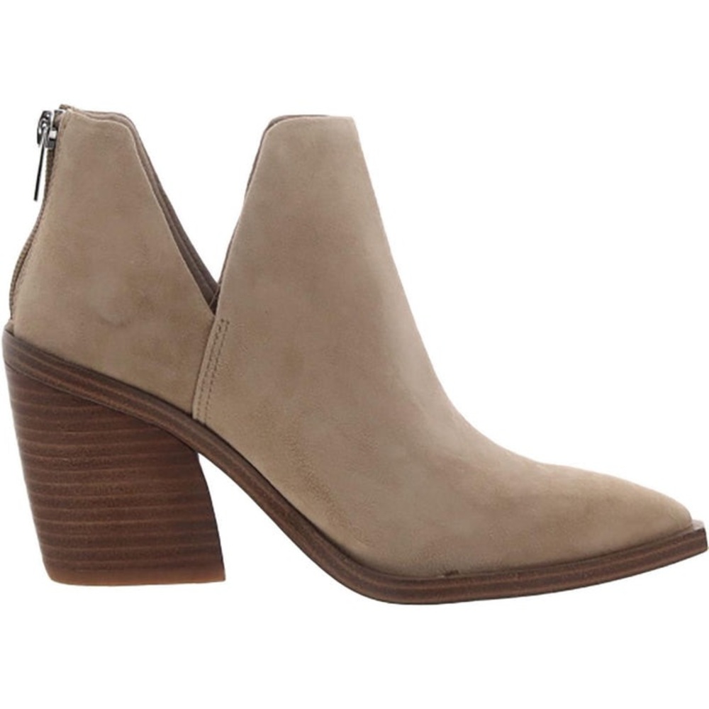 VINCE CAMUTO GIGIETTA BLOCK HEEL SUEDE BOOTIES size 8.5 tan taupe brown - Picture 3 of 3